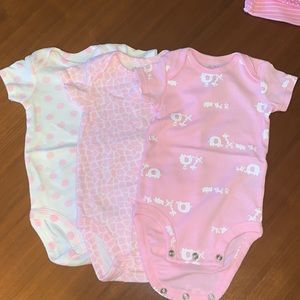 Carter 0 to 3 month onesies. Bundle of three.